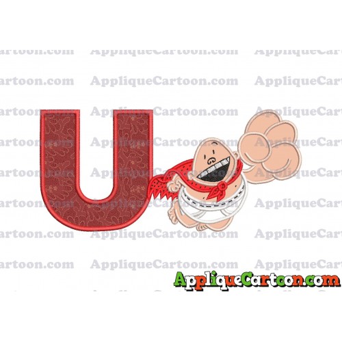 Captain Underpants Applique 03 Embroidery Design With Alphabet U