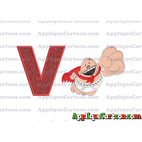 Captain Underpants Applique 03 Embroidery Design With Alphabet V