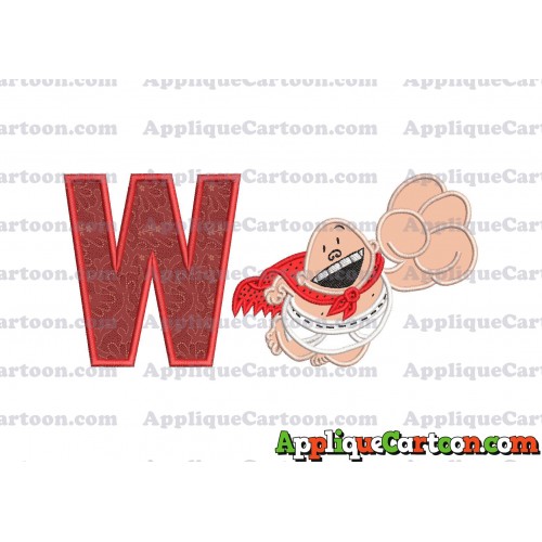 Captain Underpants Applique 03 Embroidery Design With Alphabet W