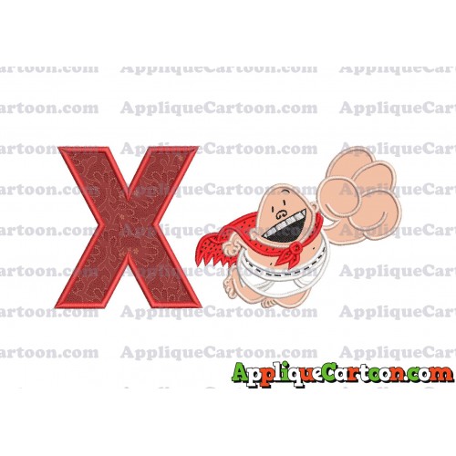 Captain Underpants Applique 03 Embroidery Design With Alphabet X
