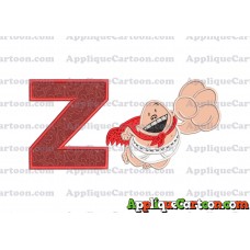 Captain Underpants Applique 03 Embroidery Design With Alphabet Z