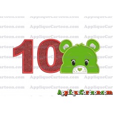 Care Bear Head Applique Embroidery Design Birthday Number 10