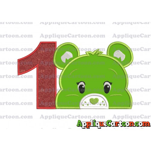 Care Bear Head Applique Embroidery Design Birthday Number 1