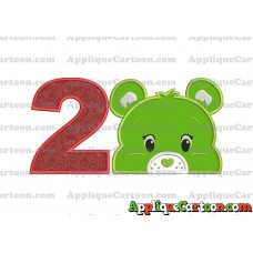 Care Bear Head Applique Embroidery Design Birthday Number 2