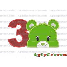 Care Bear Head Applique Embroidery Design Birthday Number 3