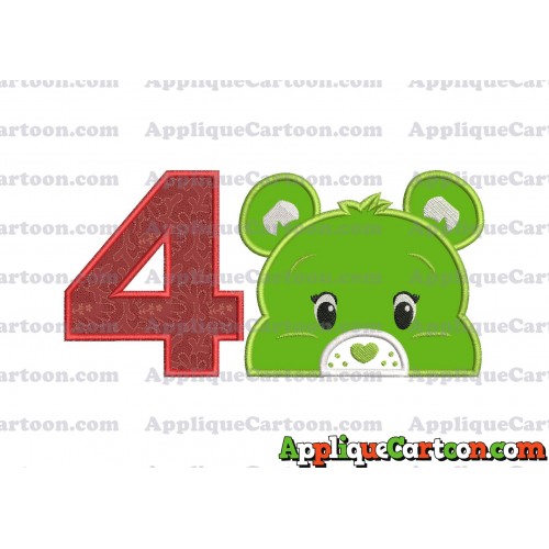 Care Bear Head Applique Embroidery Design Birthday Number 4