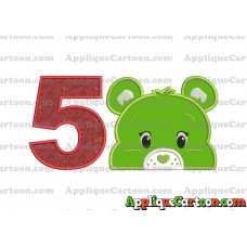 Care Bear Head Applique Embroidery Design Birthday Number 5