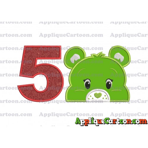 Care Bear Head Applique Embroidery Design Birthday Number 5