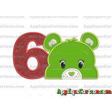 Care Bear Head Applique Embroidery Design Birthday Number 6