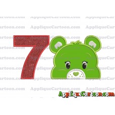 Care Bear Head Applique Embroidery Design Birthday Number 7