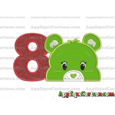 Care Bear Head Applique Embroidery Design Birthday Number 8
