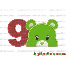 Care Bear Head Applique Embroidery Design Birthday Number 9