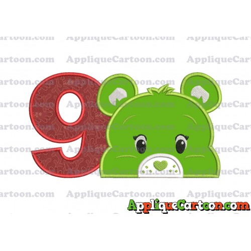 Care Bear Head Applique Embroidery Design Birthday Number 9