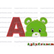 Care Bear Head Applique Embroidery Design With Alphabet A