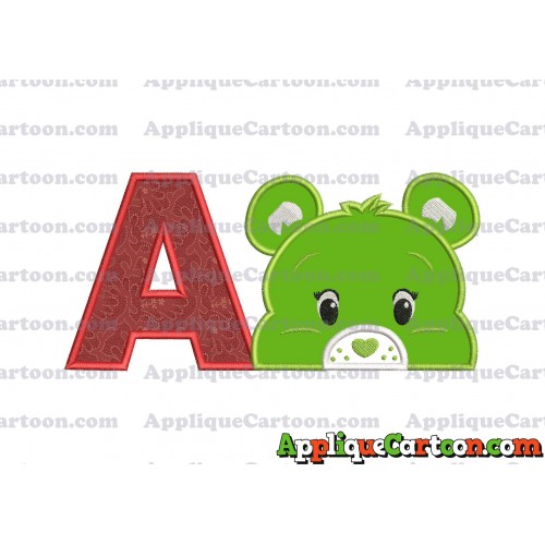 Care Bear Head Applique Embroidery Design With Alphabet A