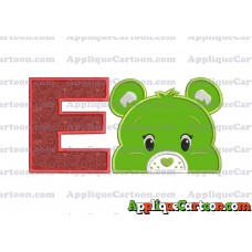 Care Bear Head Applique Embroidery Design With Alphabet E