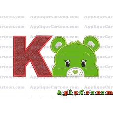 Care Bear Head Applique Embroidery Design With Alphabet K
