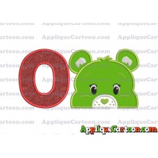 Care Bear Head Applique Embroidery Design With Alphabet O