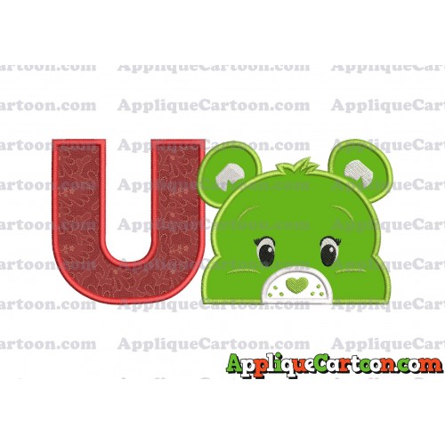 Care Bear Head Applique Embroidery Design With Alphabet U