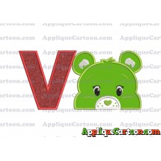 Care Bear Head Applique Embroidery Design With Alphabet V