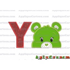 Care Bear Head Applique Embroidery Design With Alphabet Y
