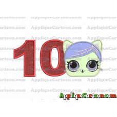 Cat Lol Surprise Dolls Head Applique Embroidery Design Birthday Number 10