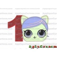 Cat Lol Surprise Dolls Head Applique Embroidery Design Birthday Number 1