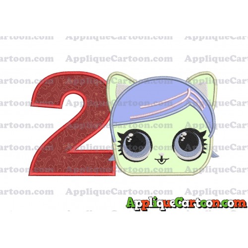 Cat Lol Surprise Dolls Head Applique Embroidery Design Birthday Number 2