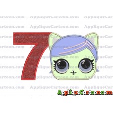Cat Lol Surprise Dolls Head Applique Embroidery Design Birthday Number 7
