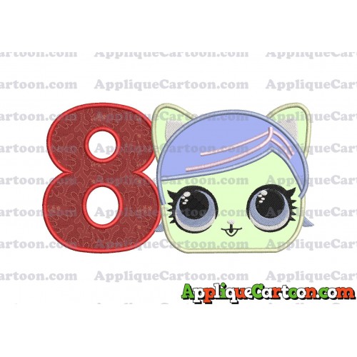 Cat Lol Surprise Dolls Head Applique Embroidery Design Birthday Number 8