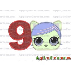 Cat Lol Surprise Dolls Head Applique Embroidery Design Birthday Number 9