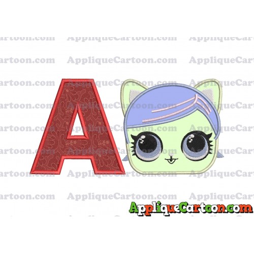 Cat Lol Surprise Dolls Head Applique Embroidery Design With Alphabet A