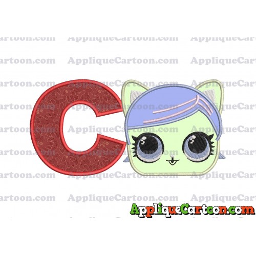 Cat Lol Surprise Dolls Head Applique Embroidery Design With Alphabet C