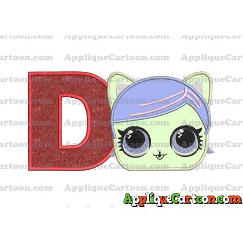 Cat Lol Surprise Dolls Head Applique Embroidery Design With Alphabet D