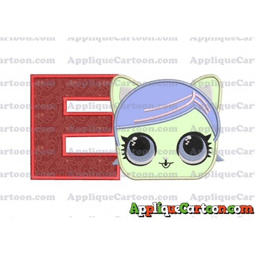 Cat Lol Surprise Dolls Head Applique Embroidery Design With Alphabet E