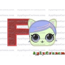 Cat Lol Surprise Dolls Head Applique Embroidery Design With Alphabet F