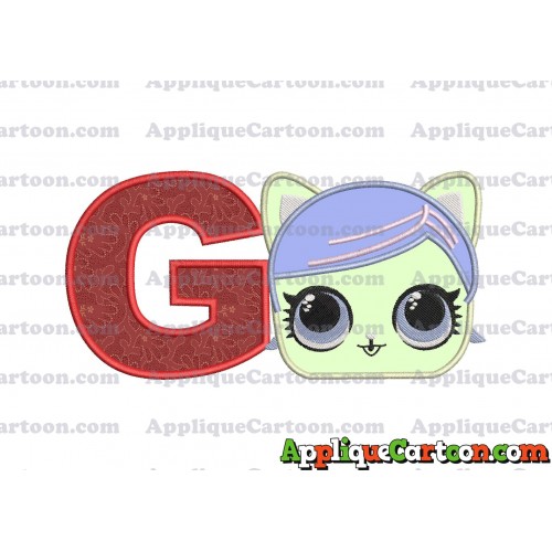 Cat Lol Surprise Dolls Head Applique Embroidery Design With Alphabet G