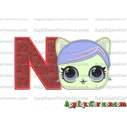Cat Lol Surprise Dolls Head Applique Embroidery Design With Alphabet N
