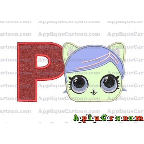 Cat Lol Surprise Dolls Head Applique Embroidery Design With Alphabet P