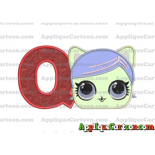 Cat Lol Surprise Dolls Head Applique Embroidery Design With Alphabet Q