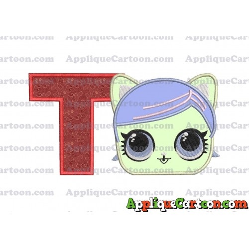 Cat Lol Surprise Dolls Head Applique Embroidery Design With Alphabet T