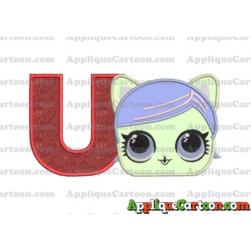 Cat Lol Surprise Dolls Head Applique Embroidery Design With Alphabet U