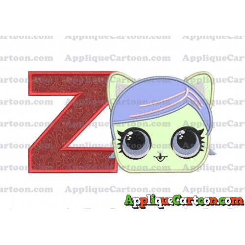 Cat Lol Surprise Dolls Head Applique Embroidery Design With Alphabet Z