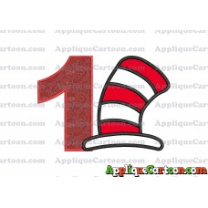 Cat in the Hat Applique Embroidery Design Birthday Number 1