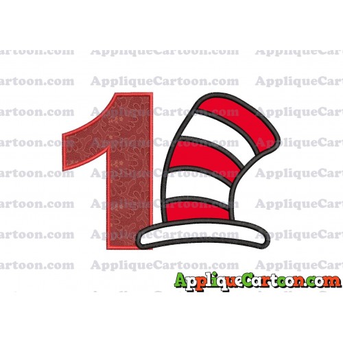 Cat in the Hat Applique Embroidery Design Birthday Number 1