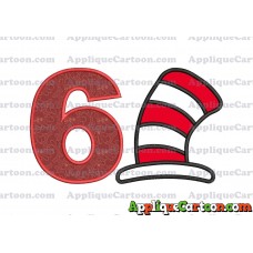 Cat in the Hat Applique Embroidery Design Birthday Number 6