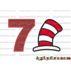 Cat in the Hat Applique Embroidery Design Birthday Number 7
