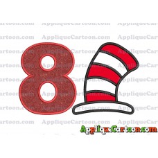 Cat in the Hat Applique Embroidery Design Birthday Number 8