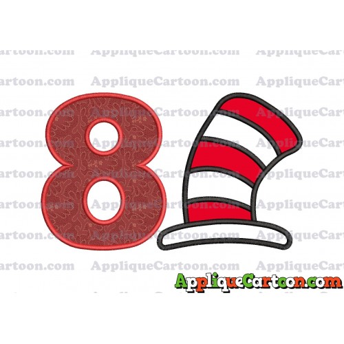 Cat in the Hat Applique Embroidery Design Birthday Number 8