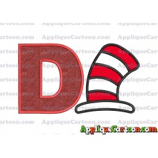 Cat in the Hat Applique Embroidery Design With Alphabet D